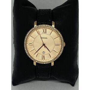 Fossil ES3546 Women's Black Leather Analog Dial Quartz Genuine Watch QB482